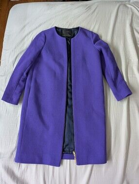 J Crew Collarless Wool Coat Double Cloth By Manifattura Di Carnignano Italy Sz 2